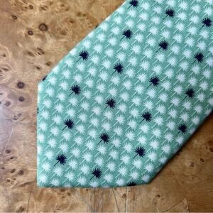 Vineyard Vines Silk Tie with Green and blue palm tree geometric pattern.